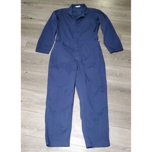 Alex Mill Jumpsuit Womens Large Bleu Long Sleeves Button Pockets Stretch